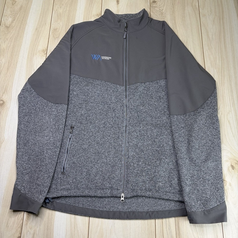 Peter Millar Crown Sport Full Zip Hybrid Fleece Sweater Mens Size Large Gray